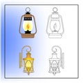 Antique lighting design. Flat image of latern. Wall lamp icon. Street light symbol. Royalty Free Stock Photo